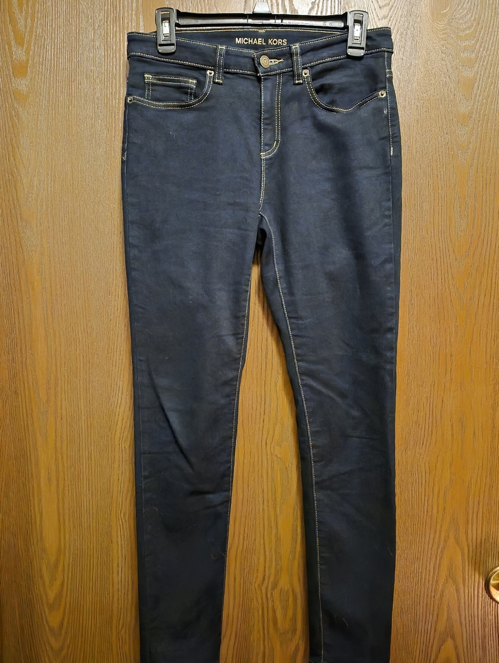 New Without Tags Michael Kors Navy Izzy Skinny Jeans with Contrast Stitching 4